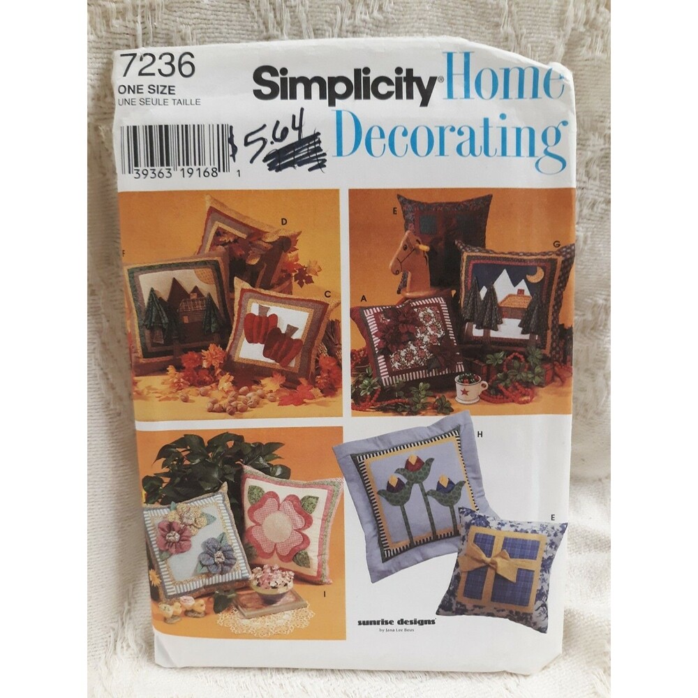 New Simplicity Home Decorating Pillow Sewing Pattern 7236 Uncut Vintage 1996